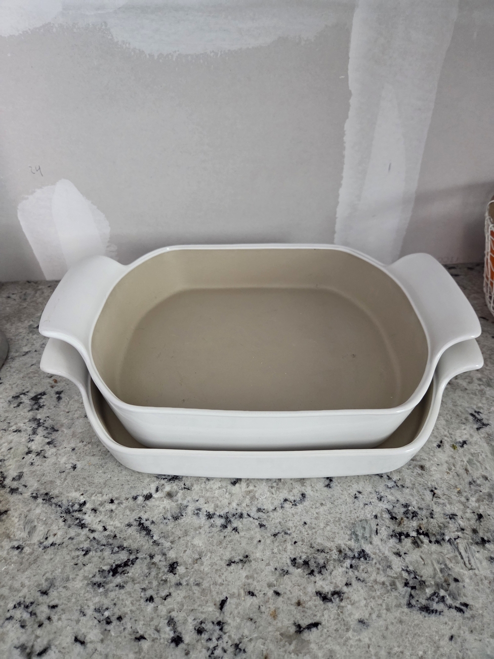 Pampered Chef White Stoneware Baking Dish Set with Handles